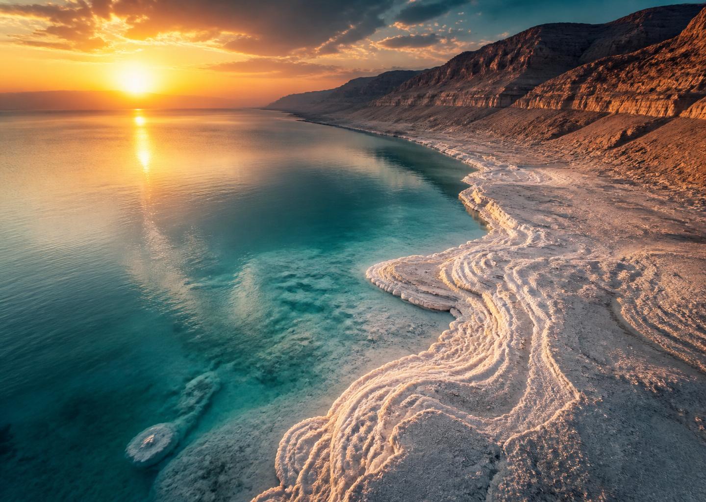 Aerial view of the Dead Sea shoreline